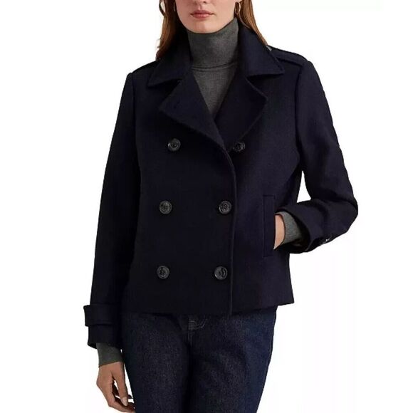 NEW Ralph Lauren Women's Double Breasted Regal Navy Wool Blend Peacoat US Size 6 - Picture 1 of 4